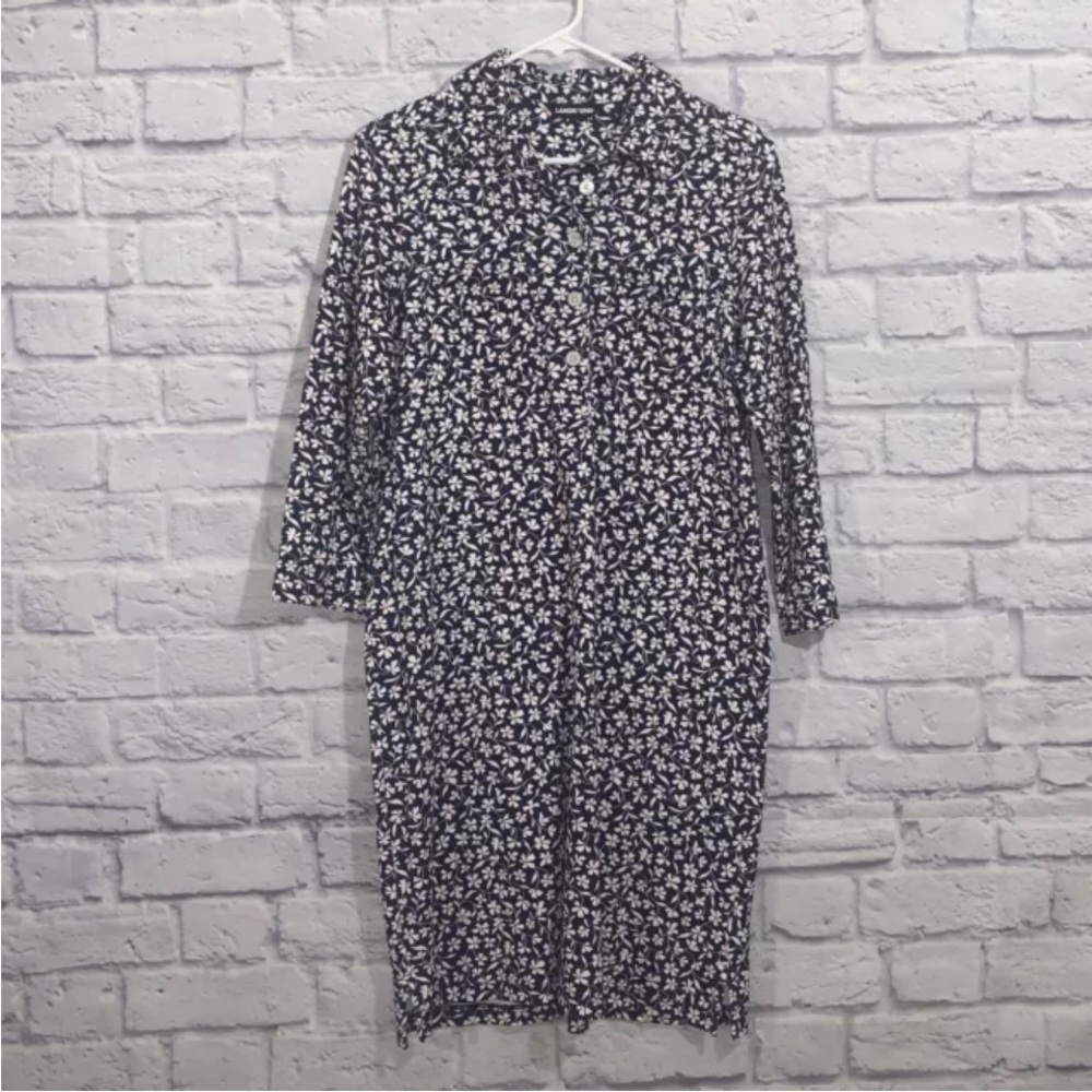 Lands End Womens Blue White Floral Dress Size Medium